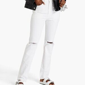 ALEXANDER WANG Distressed High Rise Straight Leg Jeans in White Sz. 25